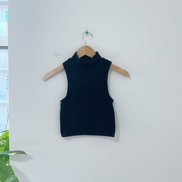 Zara Black Ribbed Turtleneck Tank Size XS/Small - Picture 1 of 5